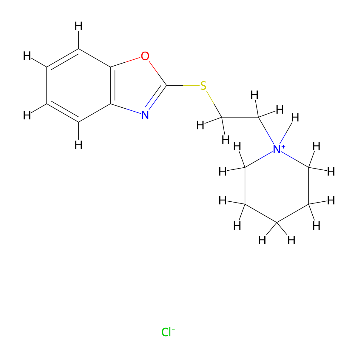 Benzoxazole, 2-((2-piperidinoethyl)thio)-, hydrochloride molecular structure, CAS 3920-08-9