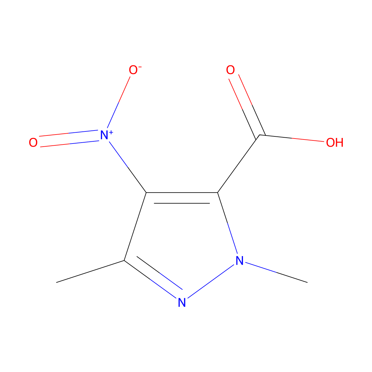 1,3-dimethyl-4-nitro-1H-pyrazole-5-carboxylic acid molecular structure, CAS 3920-37-4