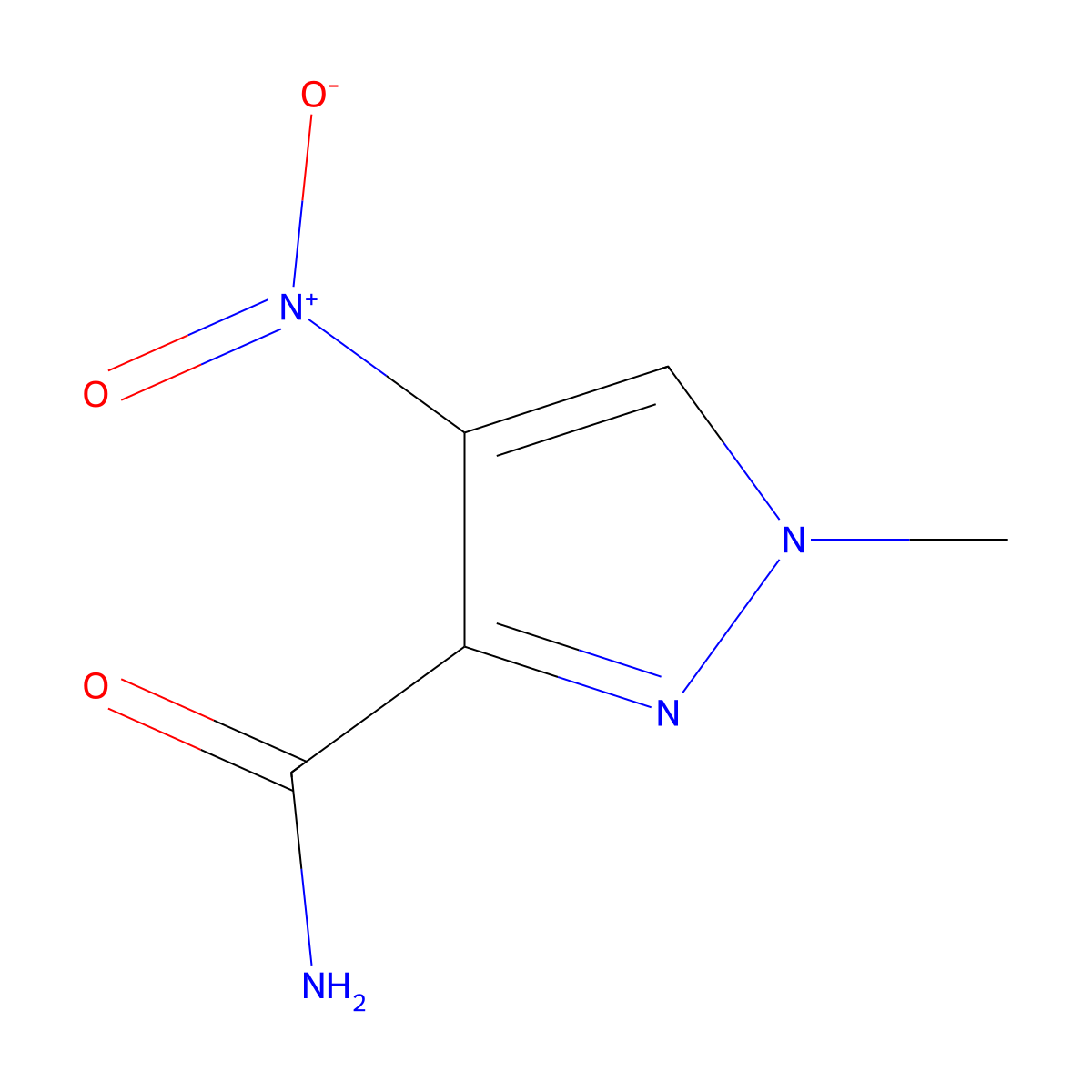 1-Methyl-4-nitro-1H-pyrazole-3-carboxamide molecular structure, CAS 3920-39-6