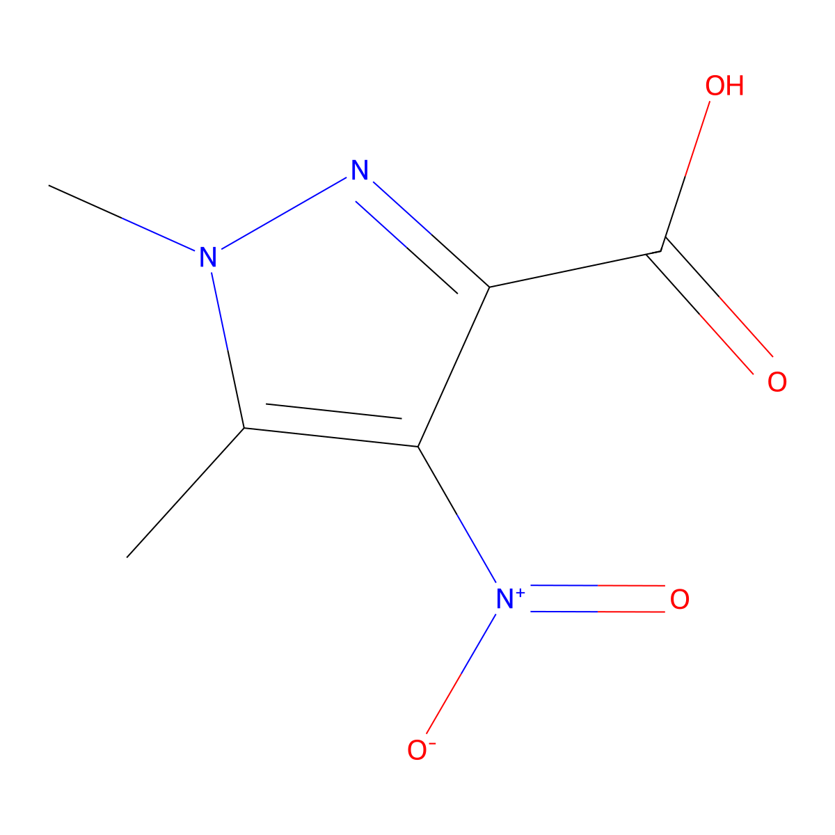 1,5-dimethyl-4-nitro-1H-pyrazole-3-carboxylic acid molecular structure, CAS 3920-41-0