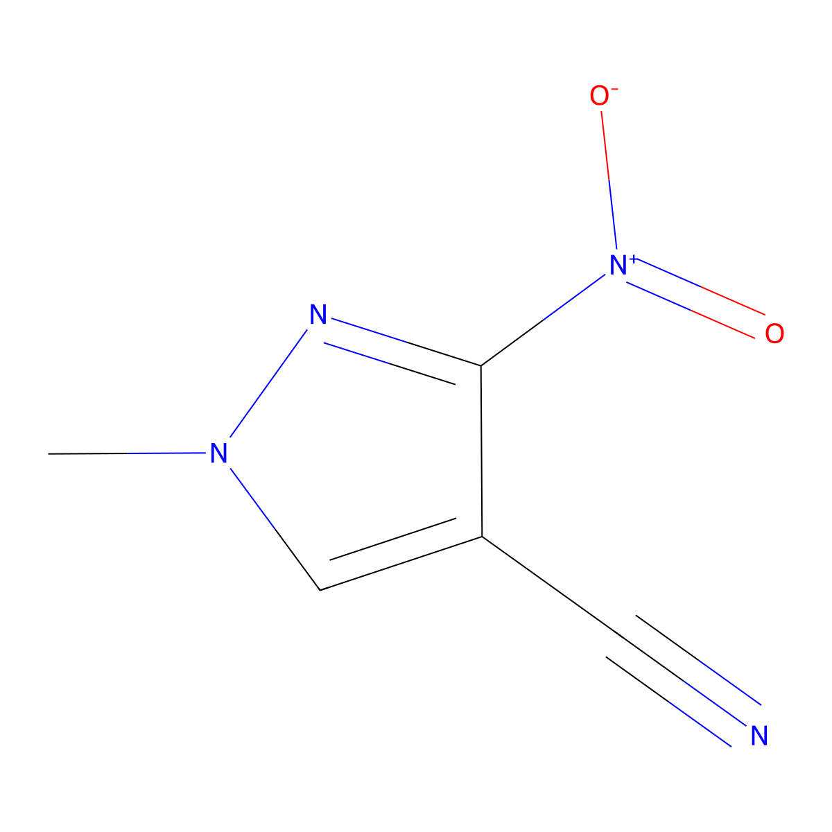 1-methyl-3-nitro-1H-pyrazole-4-carbonitrile molecular structure, CAS 39205-64-6