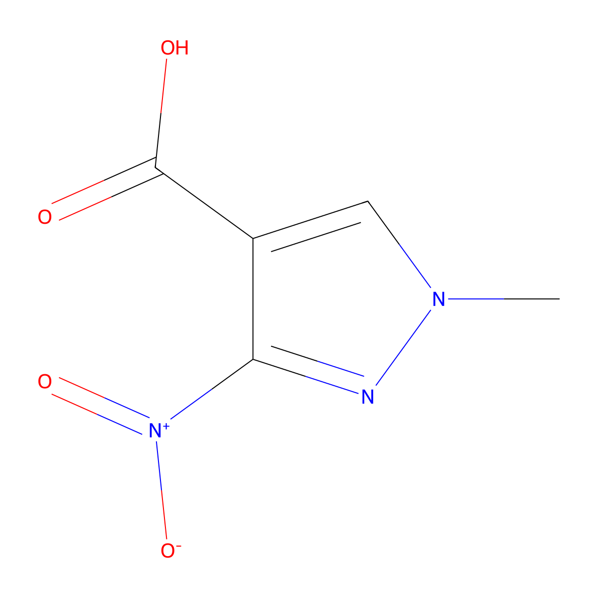 1-methyl-3-nitro-1H-pyrazole-4-carboxylic acid molecular structure, CAS 39205-68-0