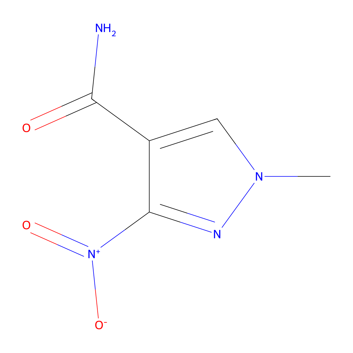 1-methyl-3-nitro-1H-pyrazole-4-carboxamide molecular structure, CAS 39205-70-4