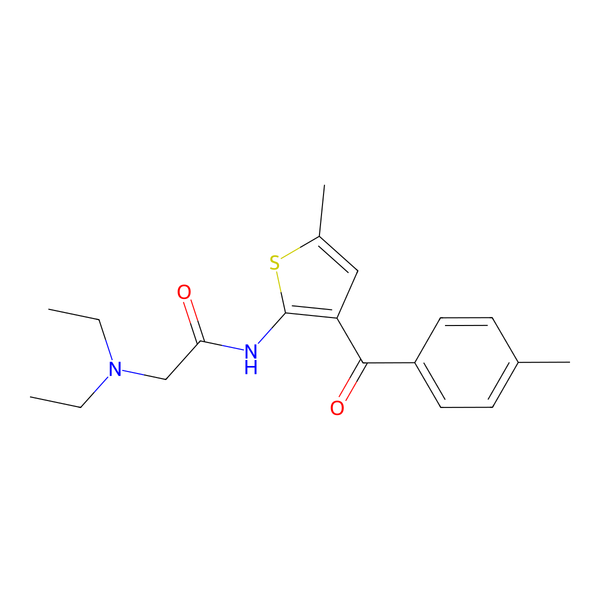 2-Diethylamino-N-[5-methyl-3-(4-methyl-benzoyl)-thiophen-2-yl]-acetamide molecular structure, CAS 3921-17-3