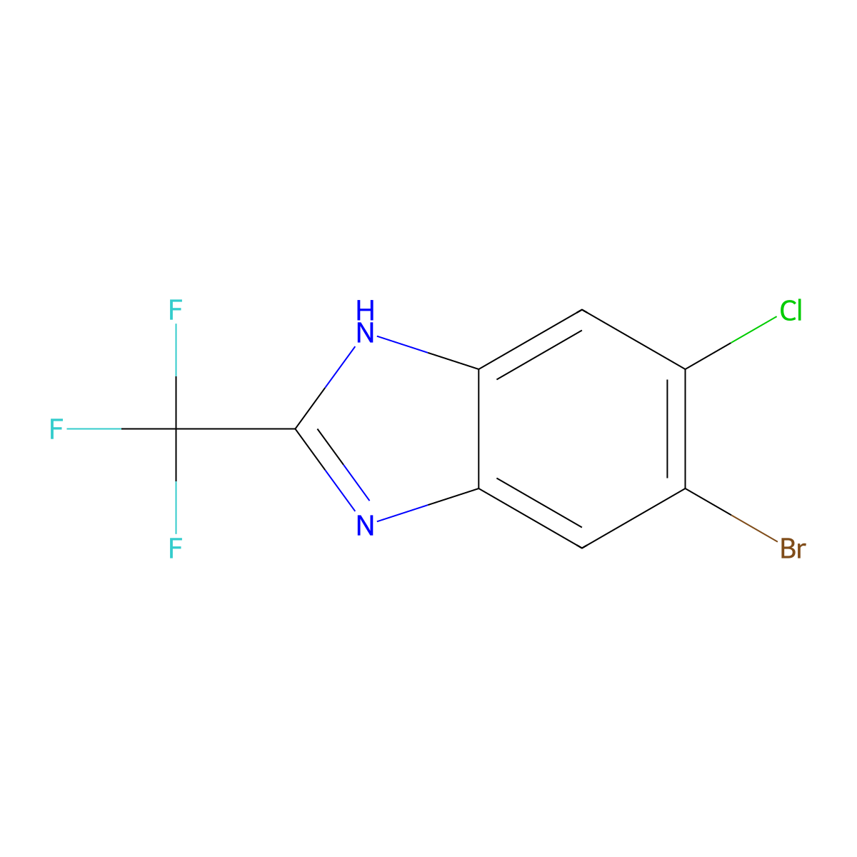 Benzimidazole, 5-bromo-6-chloro-2-(trifluoromethyl)- molecular structure, CAS 39215-09-3