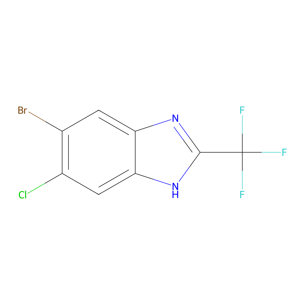 Benzimidazole, 5-bromo-6-chloro-2-(trifluoromethyl)- molecular structure, CAS 39215-09-3