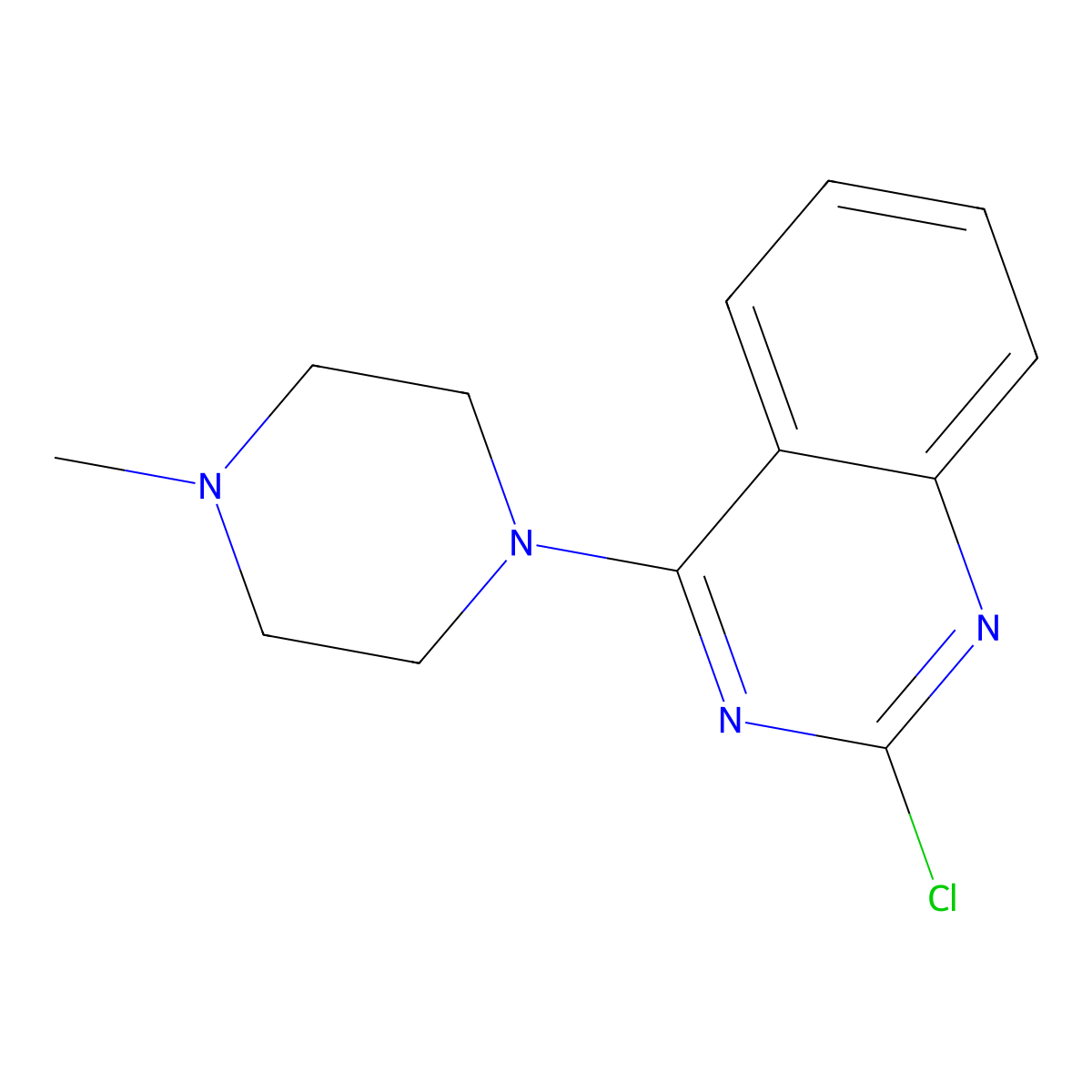 2-Chloro-4-(4-methylpiperazin-1-yl)quinazoline molecular structure, CAS 39216-68-7