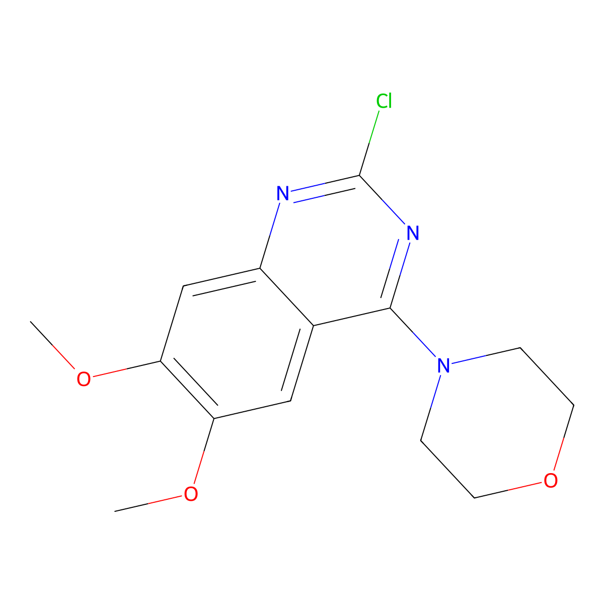2-Chloro-6,7-dimethoxy-4-(4-morpholinyl)quinazoline molecular structure, CAS 39217-02-2