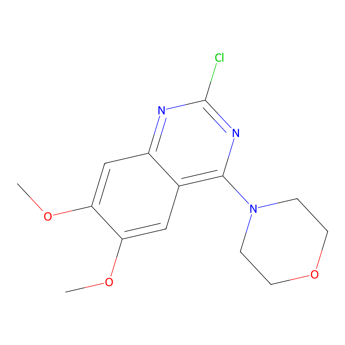 2-Chloro-6,7-dimethoxy-4-(4-morpholinyl)quinazoline molecular structure, CAS 39217-02-2