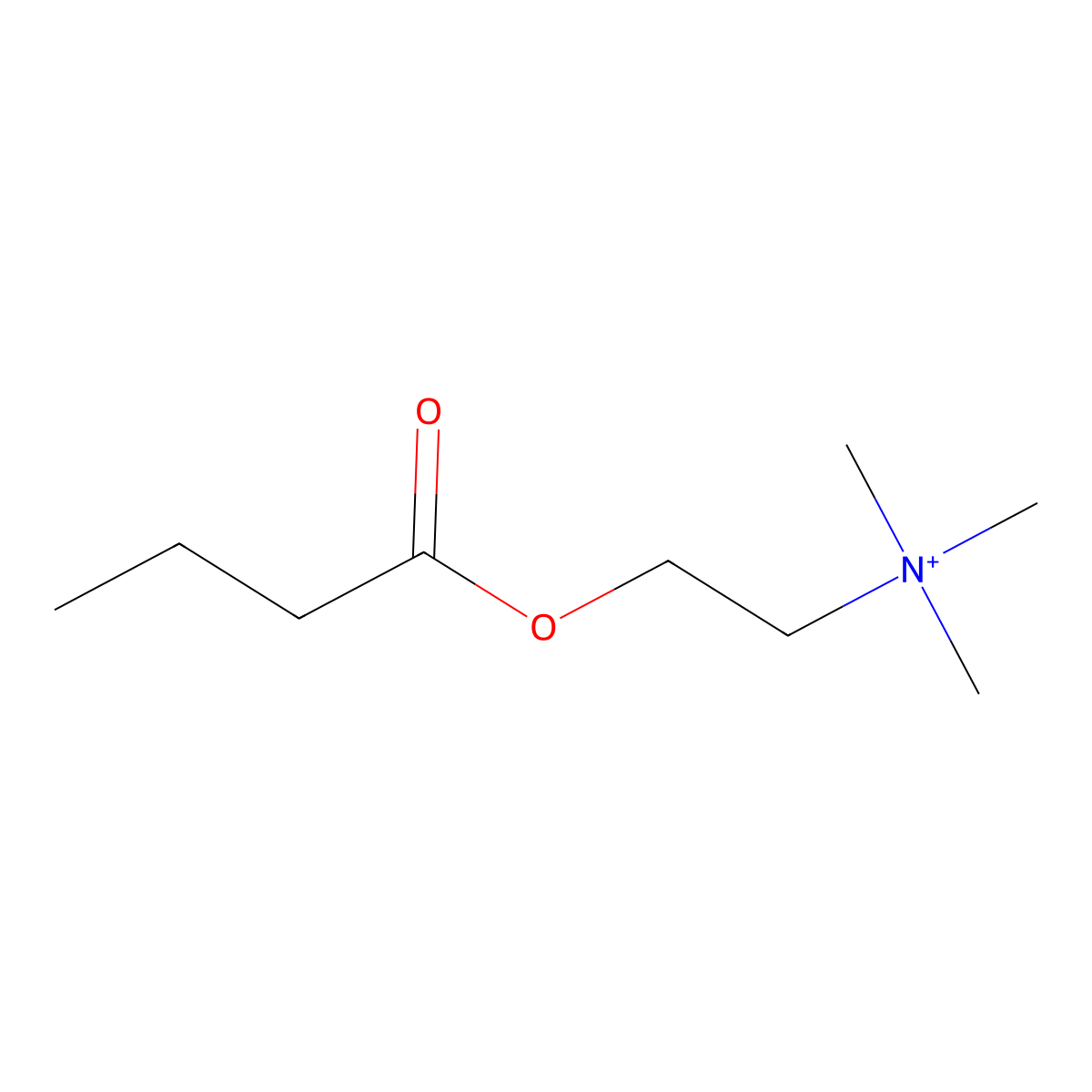 Butyrylcholine molecular structure, CAS 3922-86-9