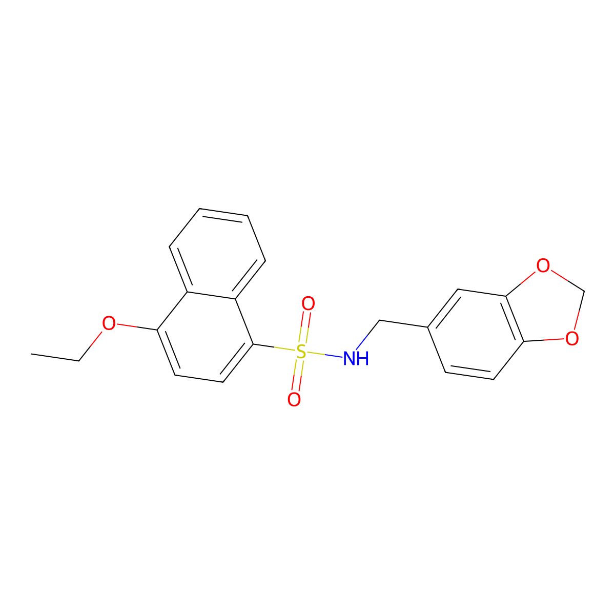 N-(1,3-benzodioxol-5-ylmethyl)-4-ethoxynaphthalene-1-sulfonamide molecular structure, CAS 392235-91-5