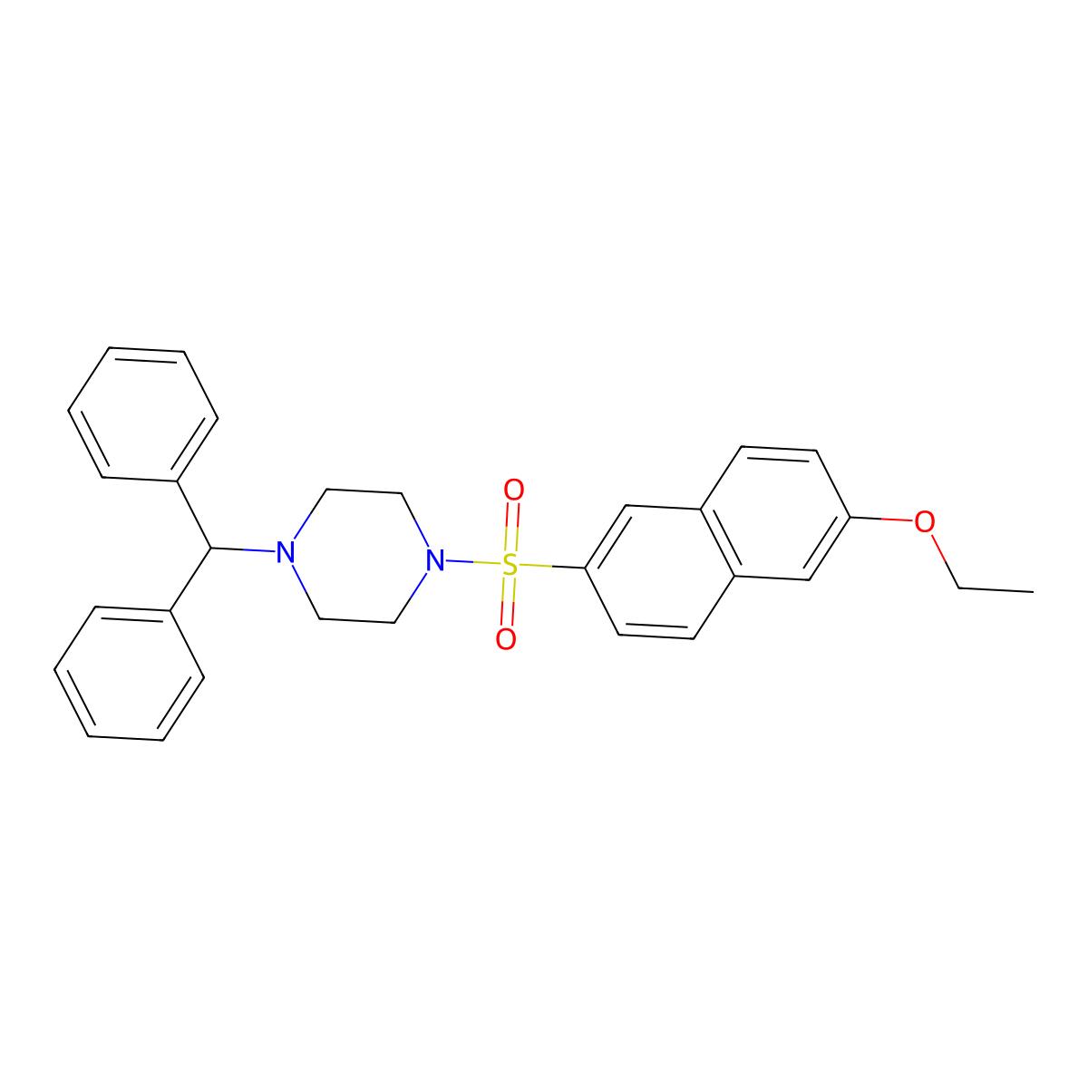 1-(Diphenylmethyl)-4-[(6-ethoxynaphthalen-2-yl)sulfonyl]piperazine molecular structure, CAS 392236-01-0