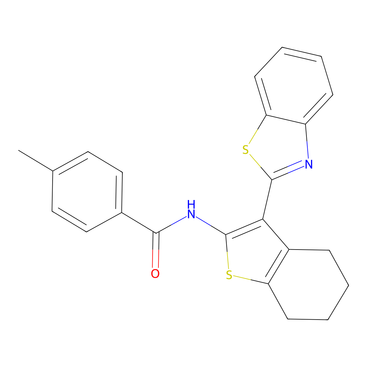 N-[3-(1,3-benzothiazol-2-yl)-4,5,6,7-tetrahydro-1-benzothiophen-2-yl]-4-methylbenzamide molecular structure, CAS 392236-25-8