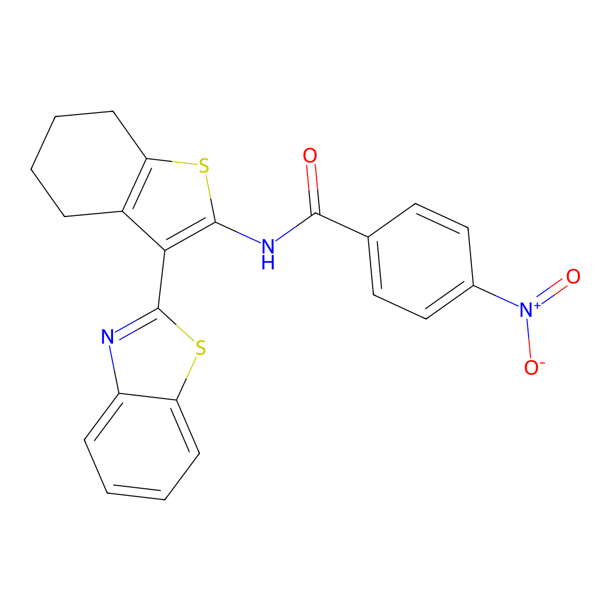 N-[3-(1,3-benzothiazol-2-yl)-4,5,6,7-tetrahydro-1-benzothiophen-2-yl]-4-nitrobenzamide molecular structure, CAS 392236-26-9