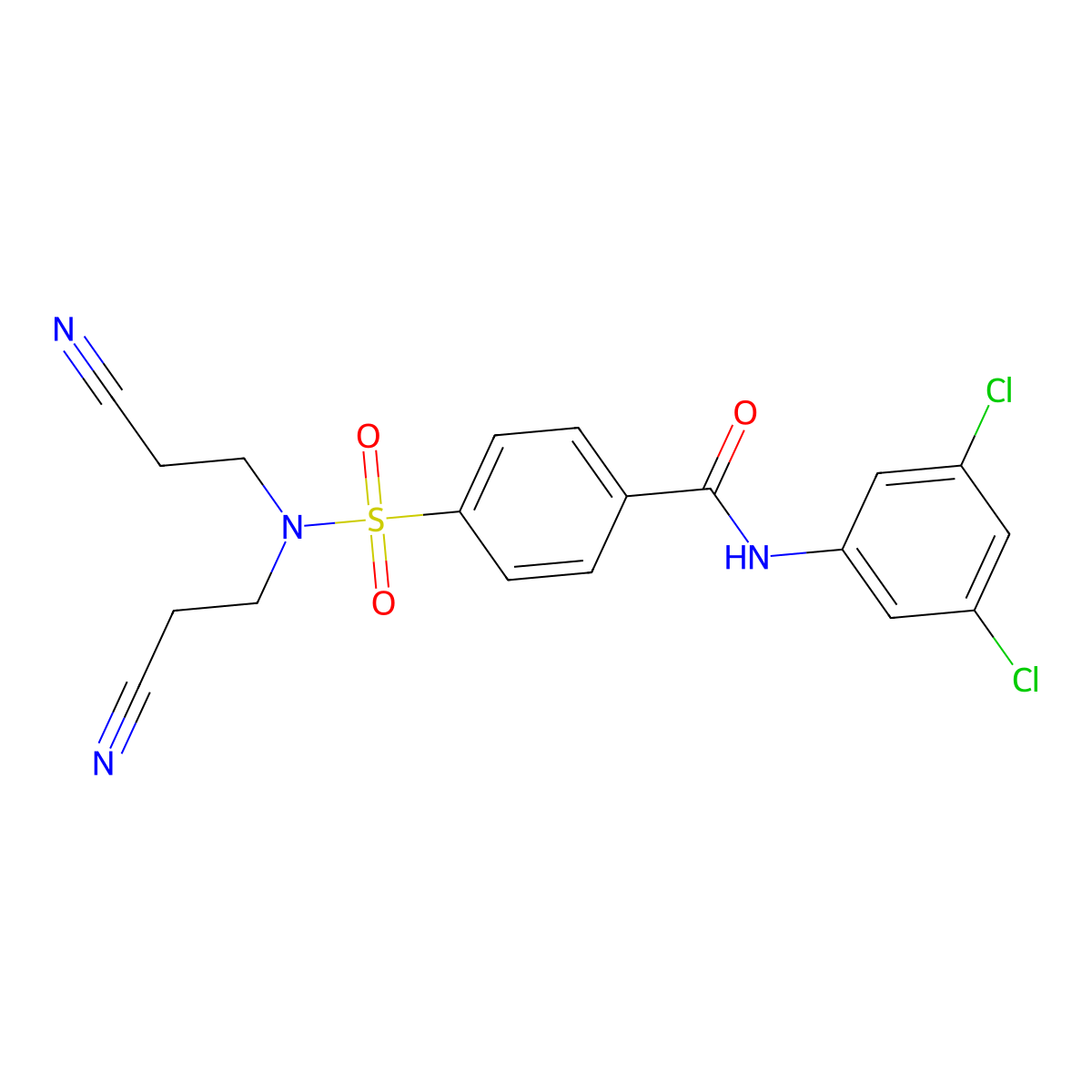 4-[bis(2-cyanoethyl)sulfamoyl]-N-(3,5-dichlorophenyl)benzamide molecular structure, CAS 392236-38-3