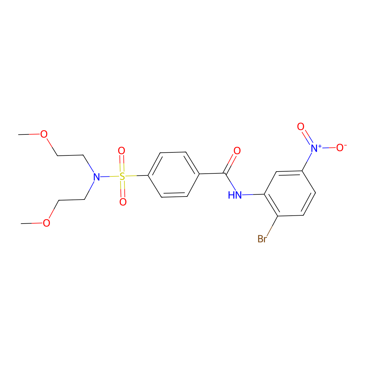 4-[bis(2-methoxyethyl)sulfamoyl]-N-(2-bromo-5-nitrophenyl)benzamide molecular structure, CAS 392236-39-4