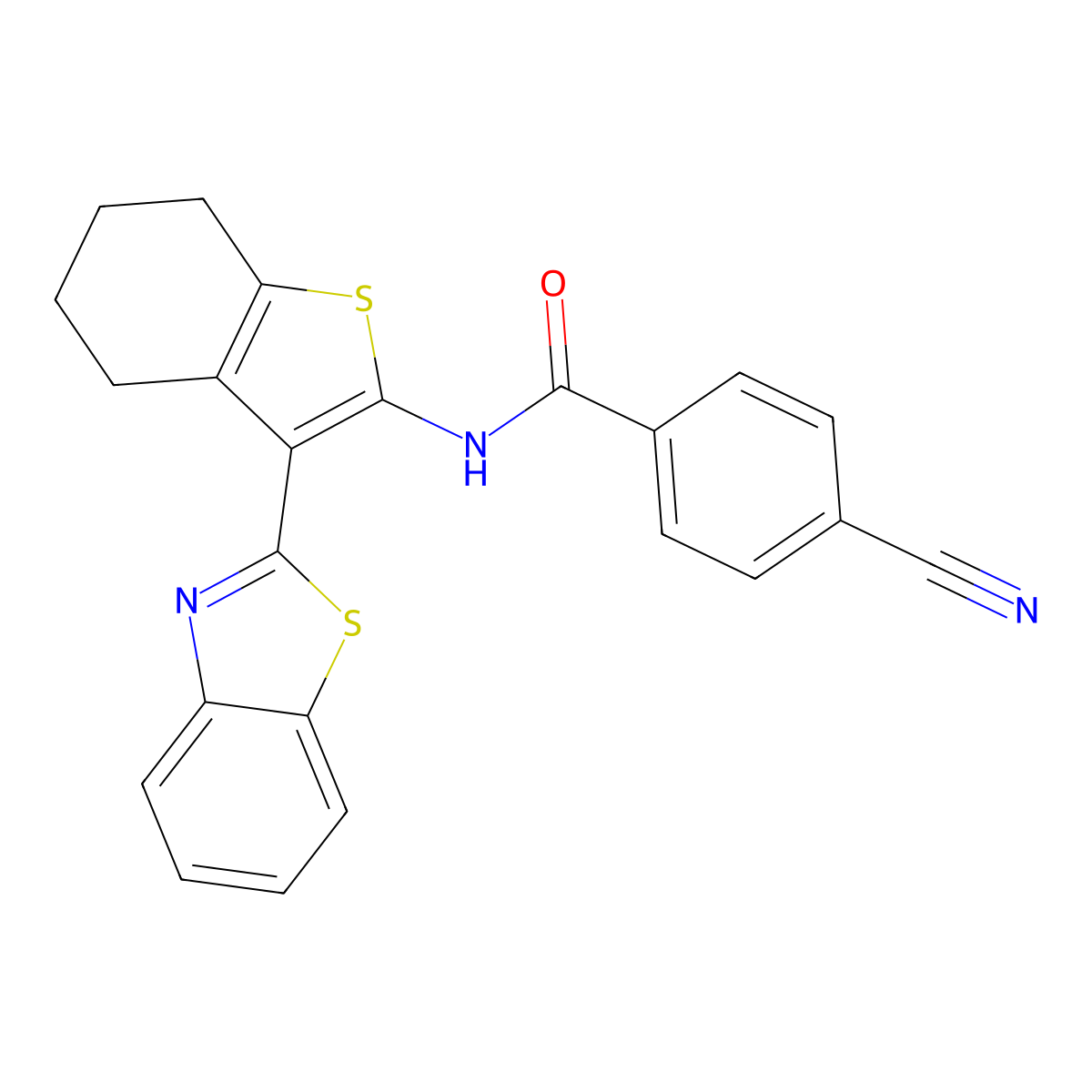 N-[3-(1,3-benzothiazol-2-yl)-4,5,6,7-tetrahydro-1-benzothiophen-2-yl]-4-cyanobenzamide molecular structure, CAS 392236-41-8