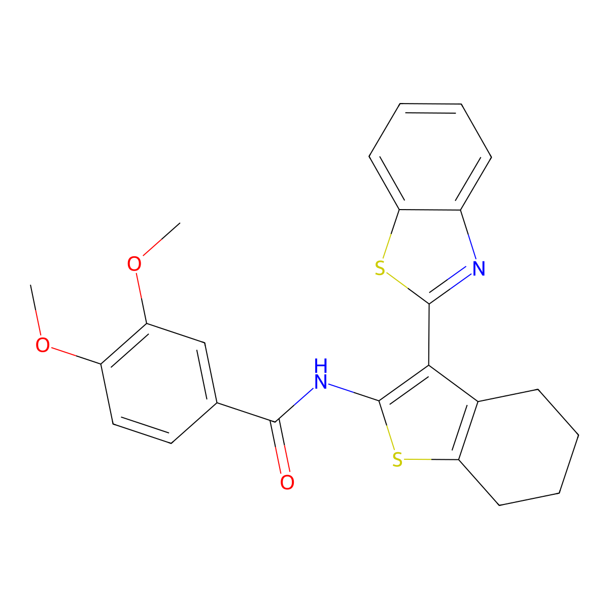 N-[3-(1,3-benzothiazol-2-yl)-4,5,6,7-tetrahydro-1-benzothiophen-2-yl]-3,4-dimethoxybenzamide molecular structure, CAS 392236-42-9