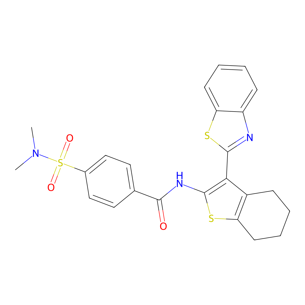N-[3-(1,3-benzothiazol-2-yl)-4,5,6,7-tetrahydro-1-benzothiophen-2-yl]-4-(dimethylsulfamoyl)benzamide molecular structure, CAS 392236-47-4