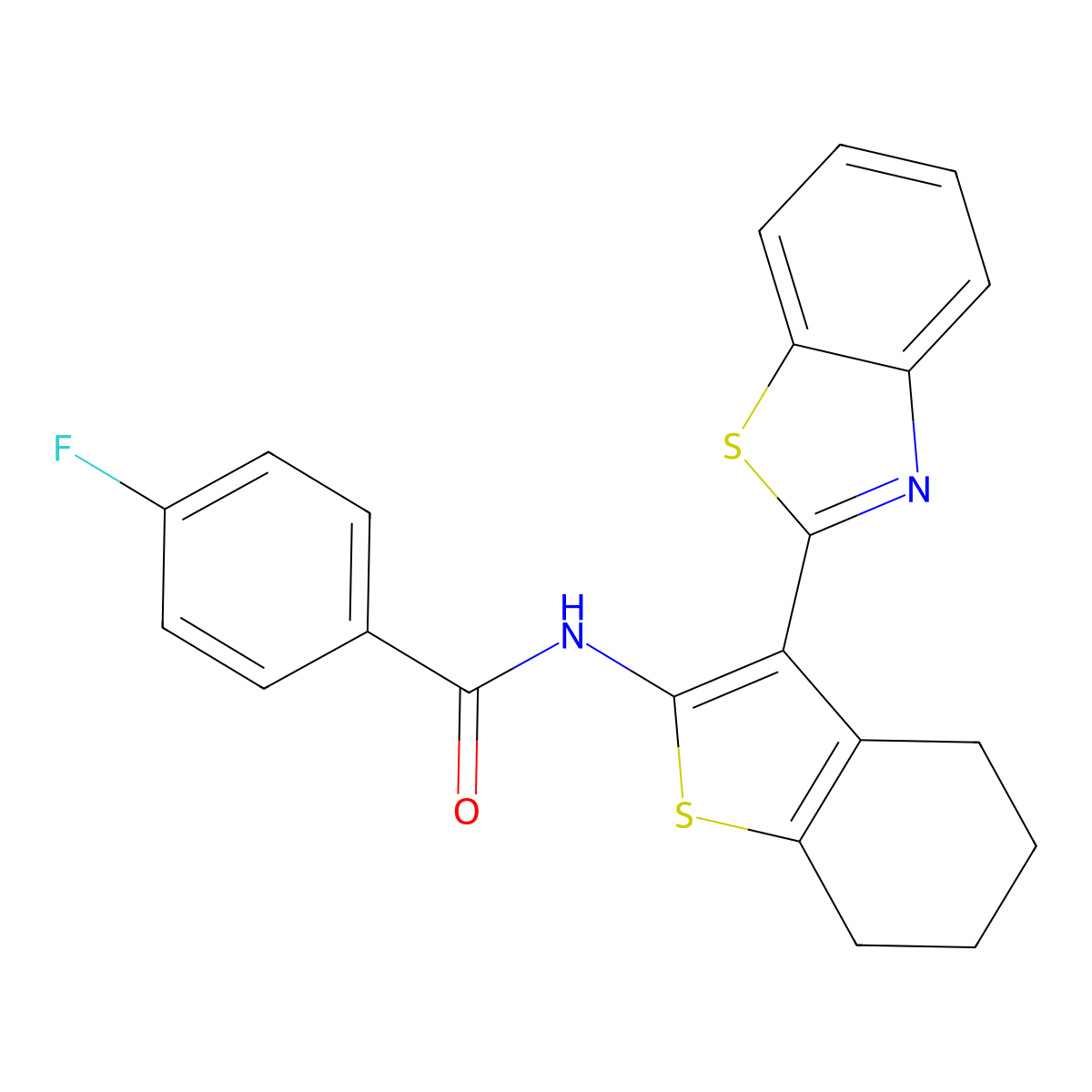 N-[3-(1,3-benzothiazol-2-yl)-4,5,6,7-tetrahydro-1-benzothiophen-2-yl]-4-fluorobenzamide molecular structure, CAS 392236-48-5