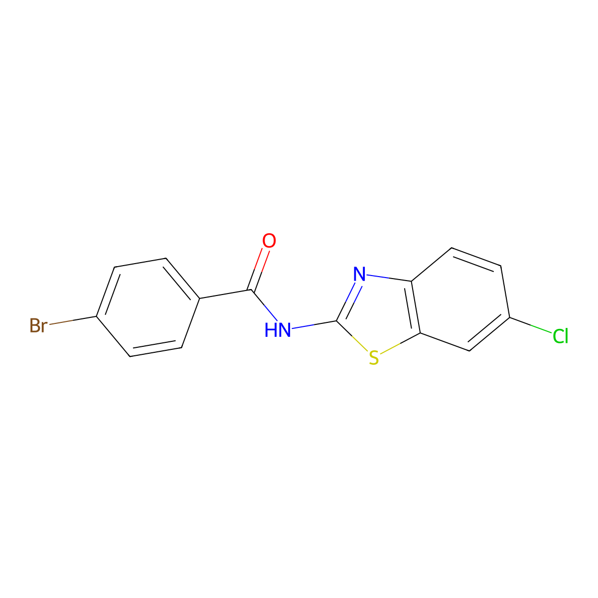 4-bromo-N-(6-chloro-1,3-benzothiazol-2-yl)benzamide molecular structure, CAS 392236-63-4