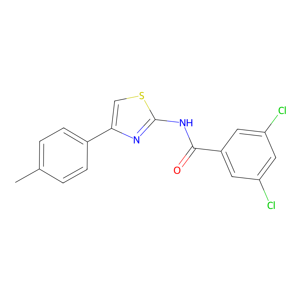 3,5-dichloro-N-[4-(4-methylphenyl)-1,3-thiazol-2-yl]benzamide molecular structure, CAS 392236-70-3