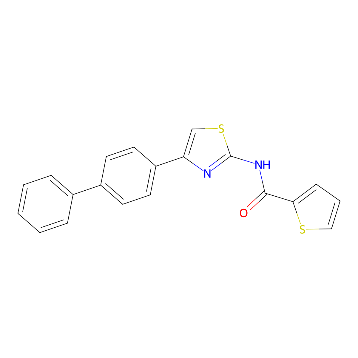 N-[4-(4-phenylphenyl)-1,3-thiazol-2-yl]thiophene-2-carboxamide molecular structure, CAS 392236-90-7