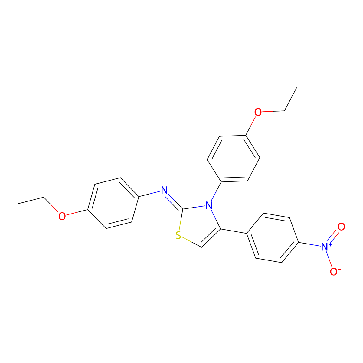 N,3-bis(4-ethoxyphenyl)-4-(4-nitrophenyl)-1,3-thiazol-2-imine molecular structure, CAS 392236-92-9