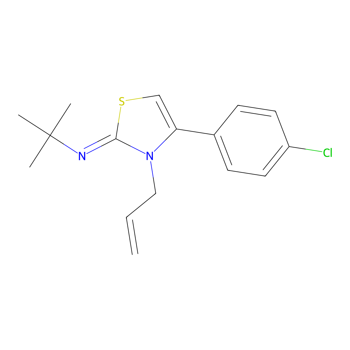 (Z)-N-(3-allyl-4-(4-chlorophenyl)thiazol-2(3H)-ylidene)-2-methylpropan-2-amine molecular structure, CAS 392236-94-1