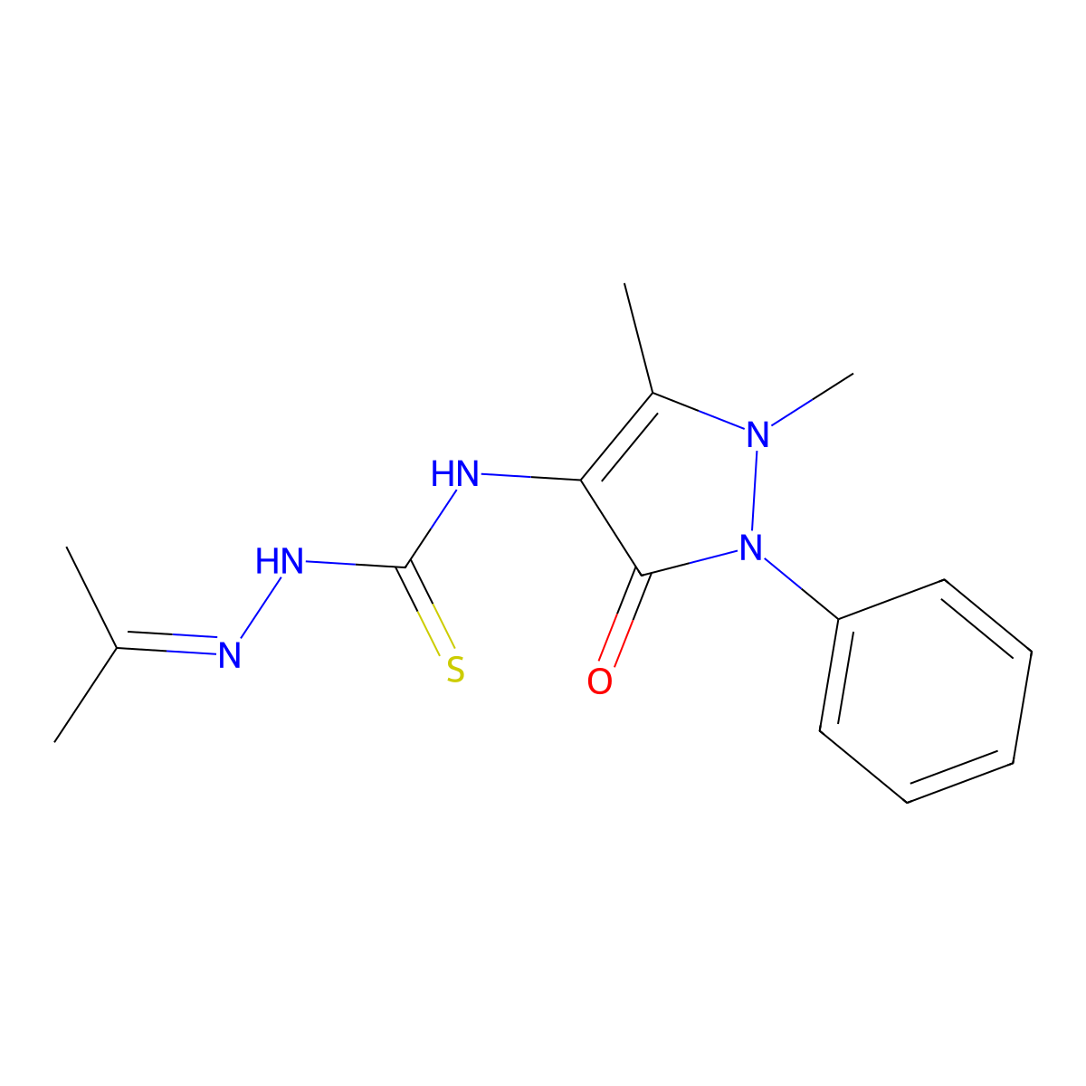 1-(1,5-Dimethyl-3-oxo-2-phenylpyrazol-4-yl)-3-(propan-2-ylideneamino)thiourea molecular structure, CAS 392236-98-5