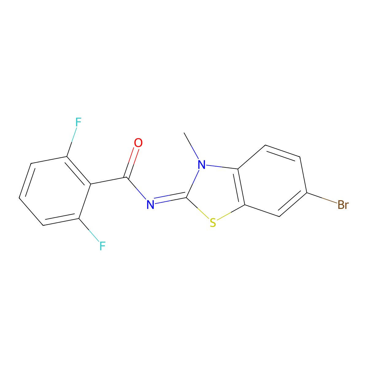 (E)-N-(6-bromo-3-methylbenzo[d]thiazol-2(3H)-ylidene)-2,6-difluorobenzamide molecular structure, CAS 392237-02-4