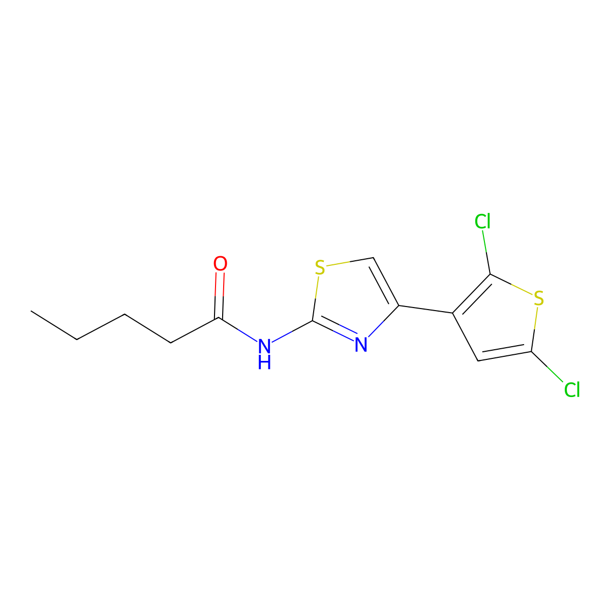 N-(4-(2,5-dichlorothiophen-3-yl)thiazol-2-yl)pentanamide molecular structure, CAS 392237-03-5