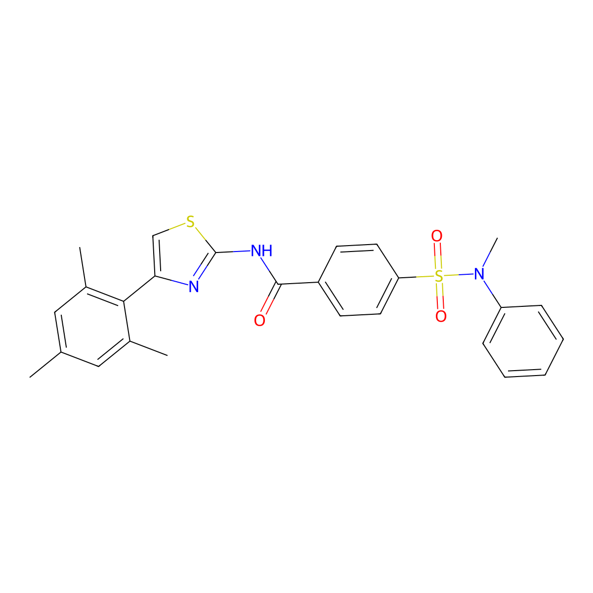 4-[methyl(phenyl)sulfamoyl]-N-[4-(2,4,6-trimethylphenyl)-1,3-thiazol-2-yl]benzamide molecular structure, CAS 392237-08-0