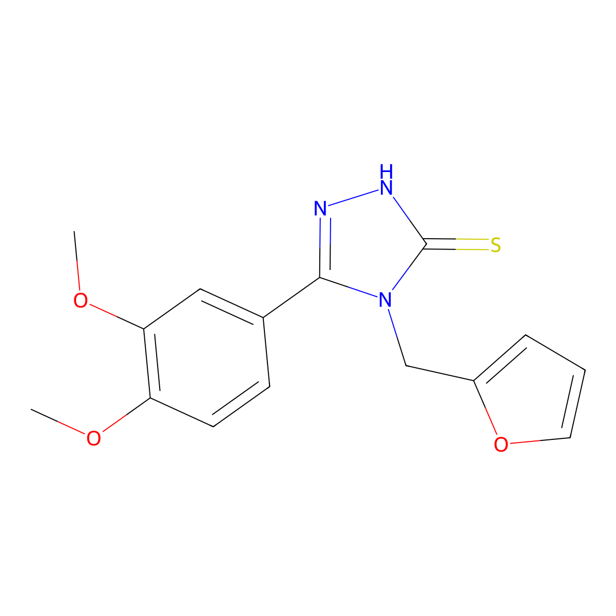 5-(3,4-dimethoxyphenyl)-4-(furan-2-ylmethyl)-4H-1,2,4-triazole-3-thiol molecular structure, CAS 392237-40-0