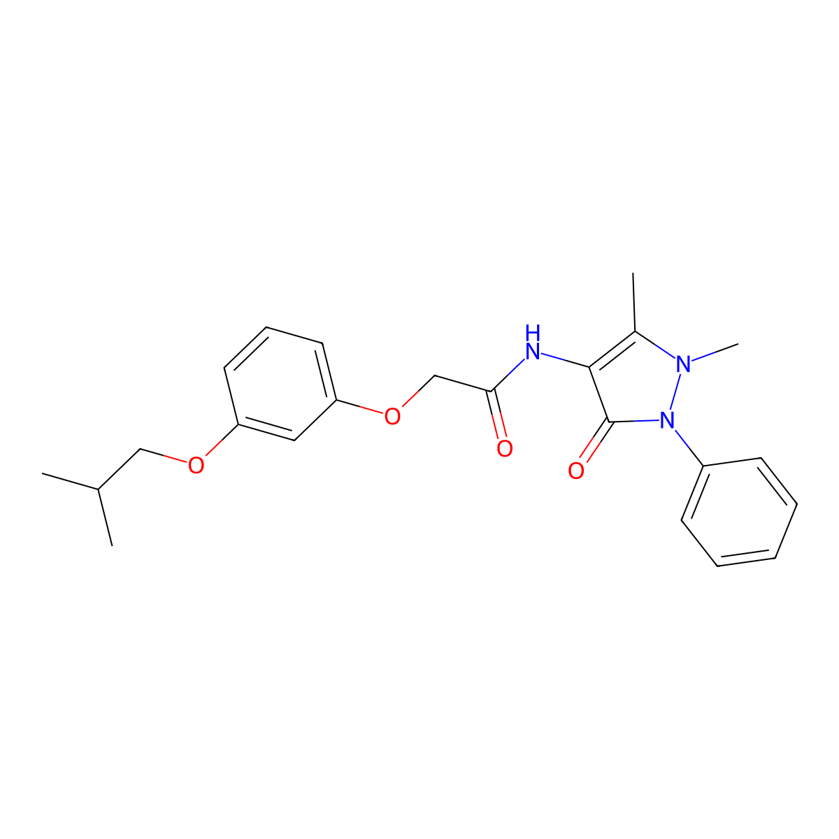 N-(1,5-dimethyl-3-oxo-2-phenylpyrazol-4-yl)-2-[3-(2-methylpropoxy)phenoxy]acetamide molecular structure, CAS 392237-77-3