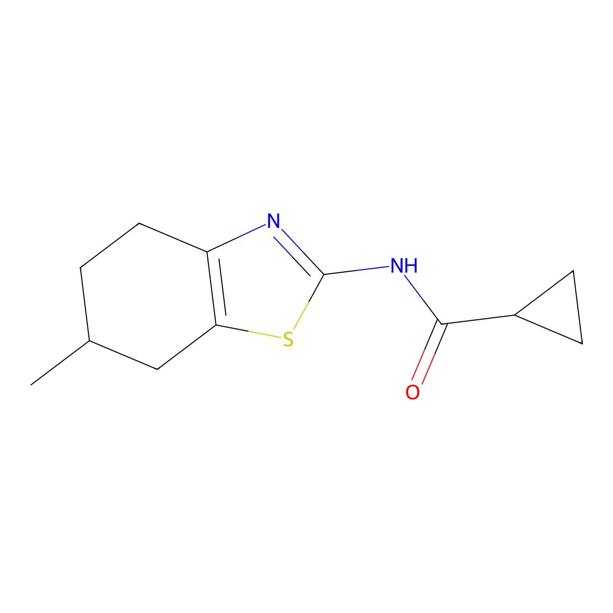 N-(6-methyl-4,5,6,7-tetrahydro-1,3-benzothiazol-2-yl)cyclopropanecarboxamide molecular structure, CAS 392238-41-4