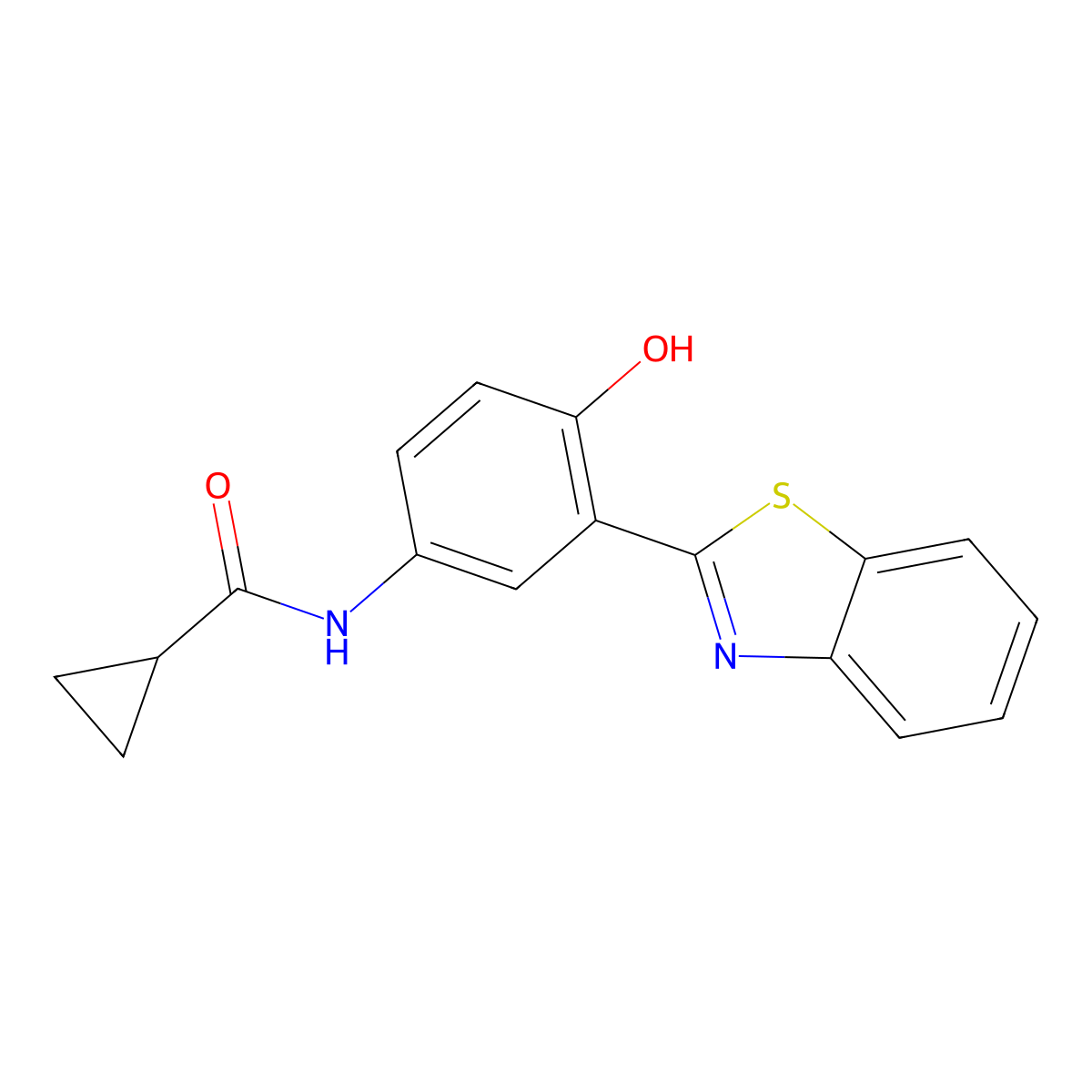 N-(3-(benzo[d]thiazol-2-yl)-4-hydroxyphenyl)cyclopropanecarboxamide molecular structure, CAS 392238-44-7
