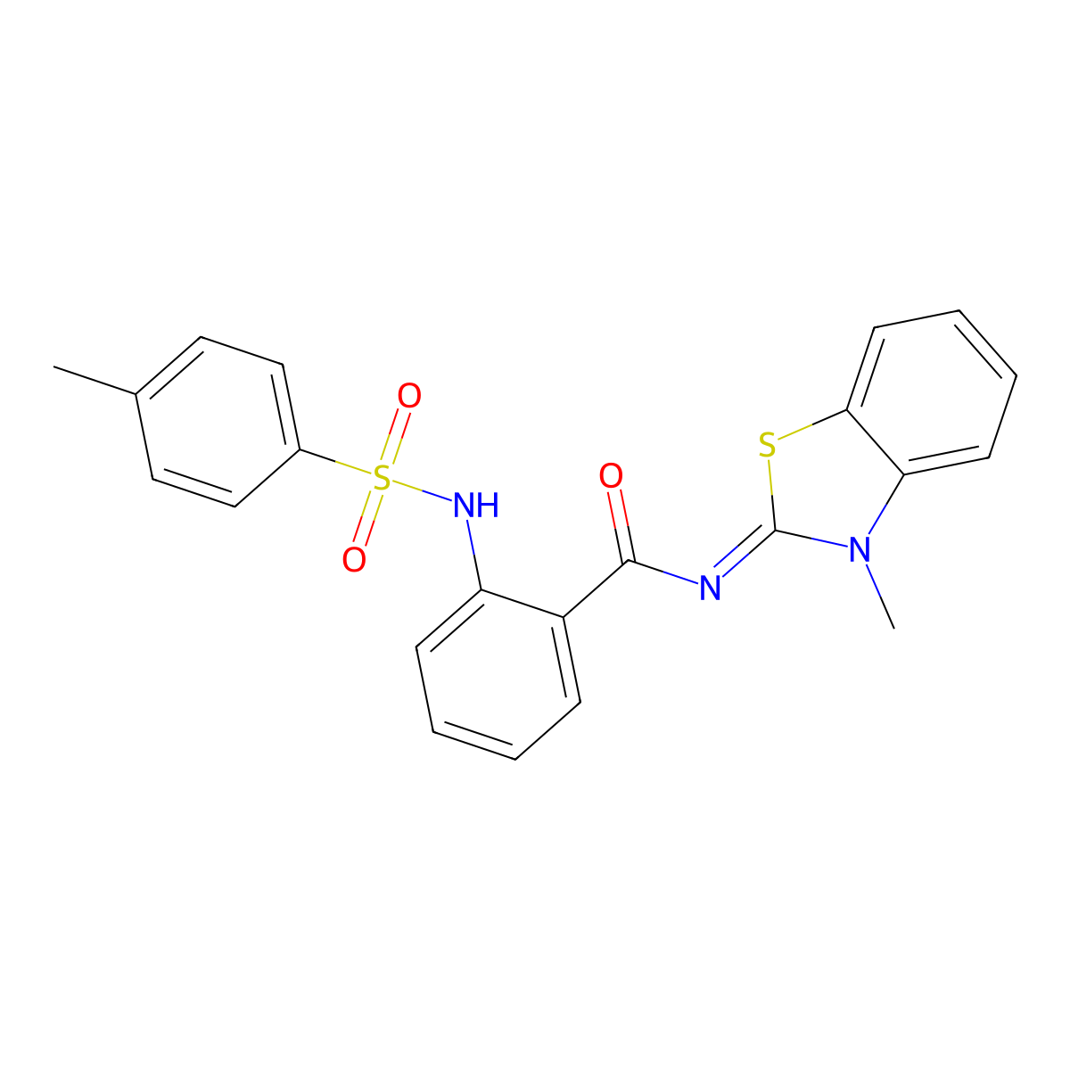 N-(3-methyl-1,3-benzothiazol-2-ylidene)-2-[(4-methylphenyl)sulfonylamino]benzamide molecular structure, CAS 392238-92-5