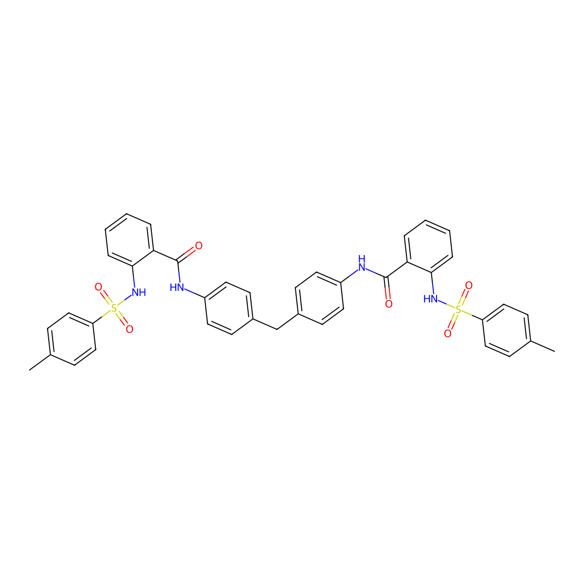 2-[(4-methylphenyl)sulfonylamino]-N-[4-[[4-[[2-[(4-methylphenyl)sulfonylamino]benzoyl]amino]phenyl]methyl]phenyl]benzamide molecular structure, CAS 392238-93-6