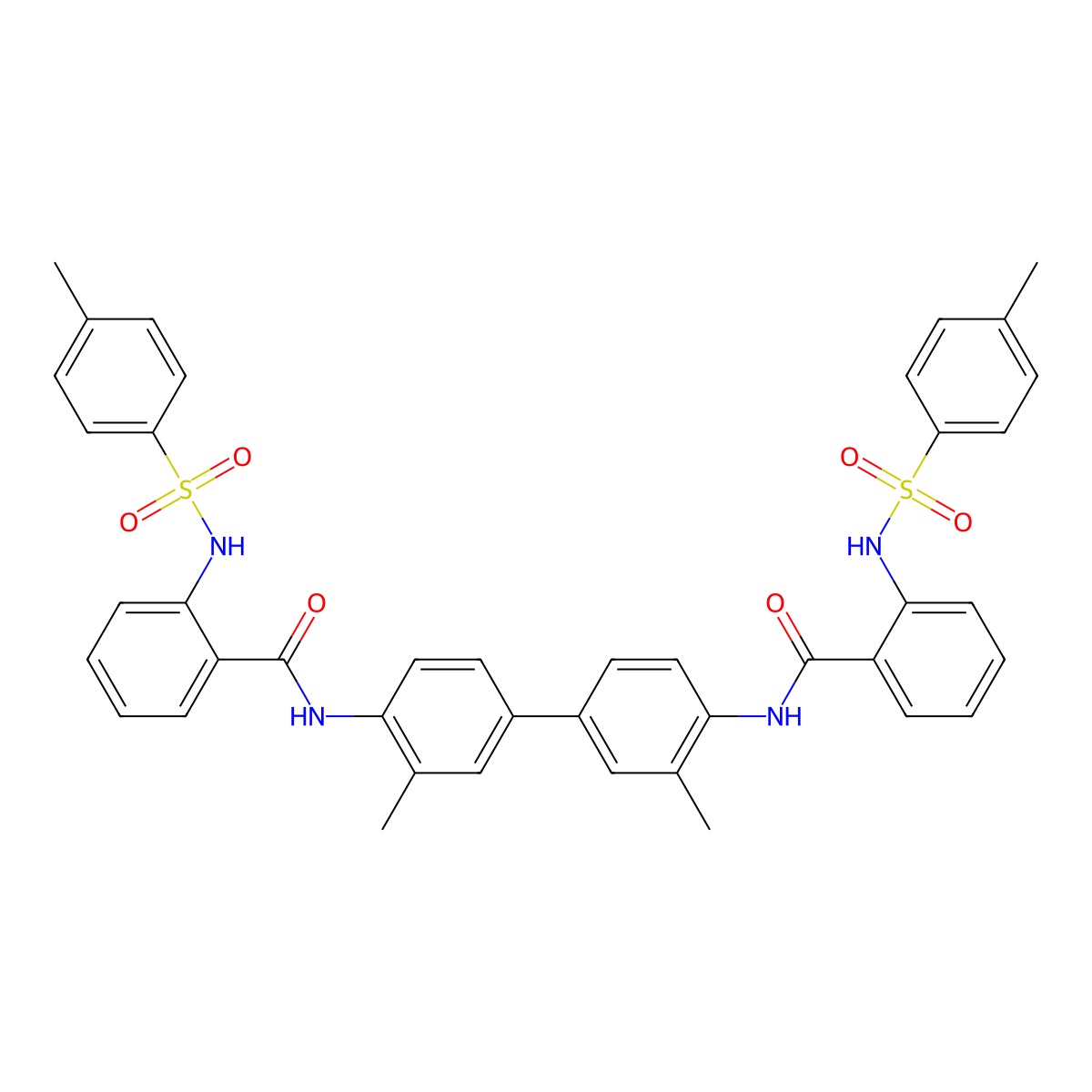 N-[2-methyl-4-[3-methyl-4-[[2-[(4-methylphenyl)sulfonylamino]benzoyl]amino]phenyl]phenyl]-2-[(4-methylphenyl)sulfonylamino]benzamide molecular structure, CAS 392238-94-7