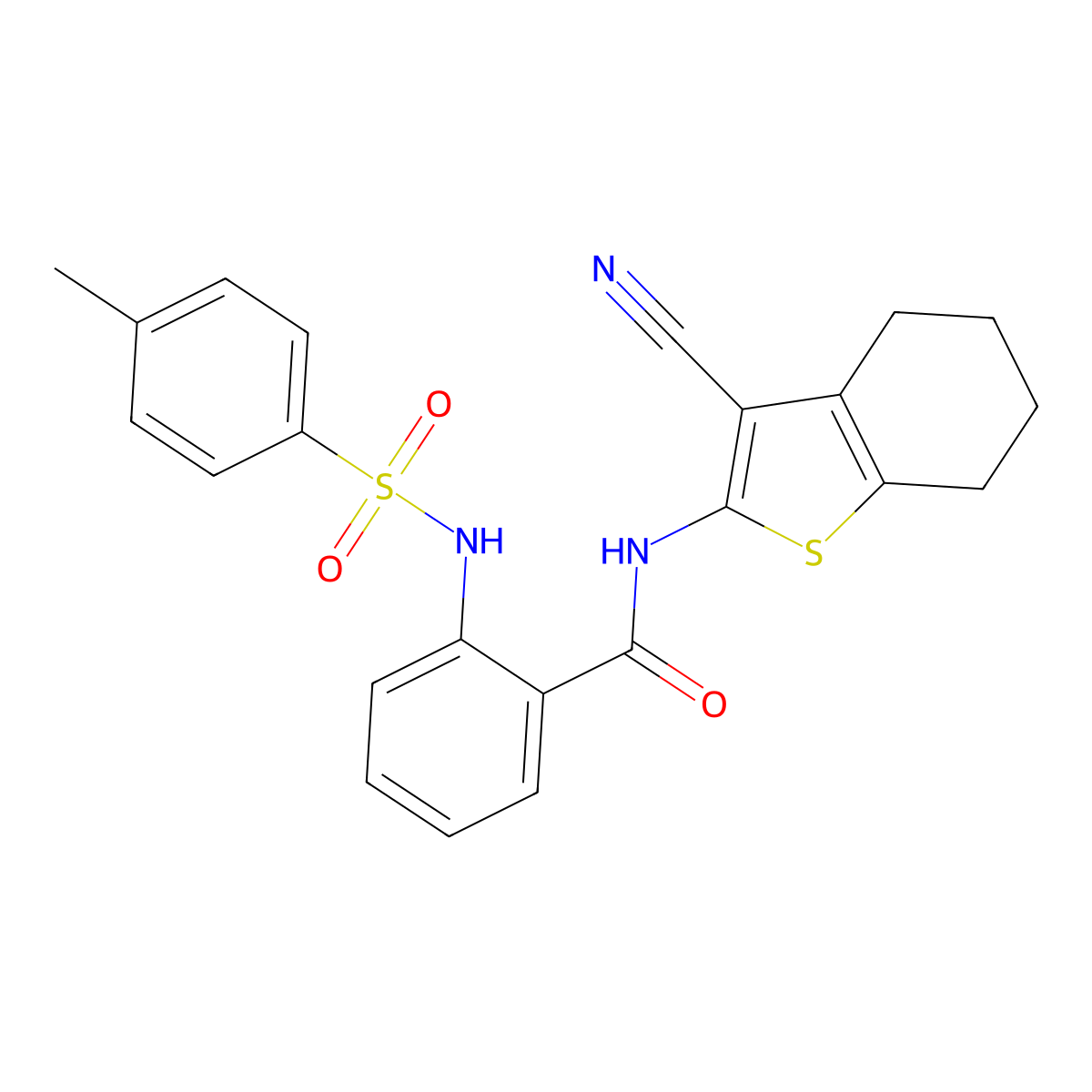 N-(3-cyano-4,5,6,7-tetrahydro-1-benzothiophen-2-yl)-2-[(4-methylphenyl)sulfonylamino]benzamide molecular structure, CAS 392238-97-0