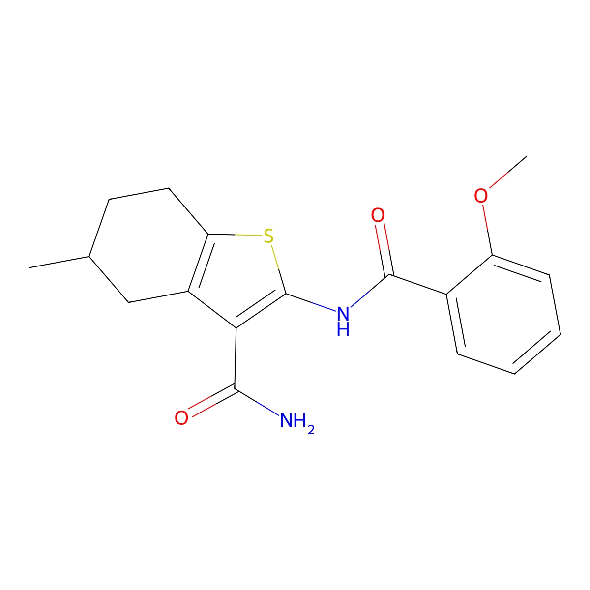 2-(2-Methoxybenzamido)-5-methyl-4,5,6,7-tetrahydrobenzo[b]thiophene-3-carboxamide molecular structure, CAS 392239-06-4