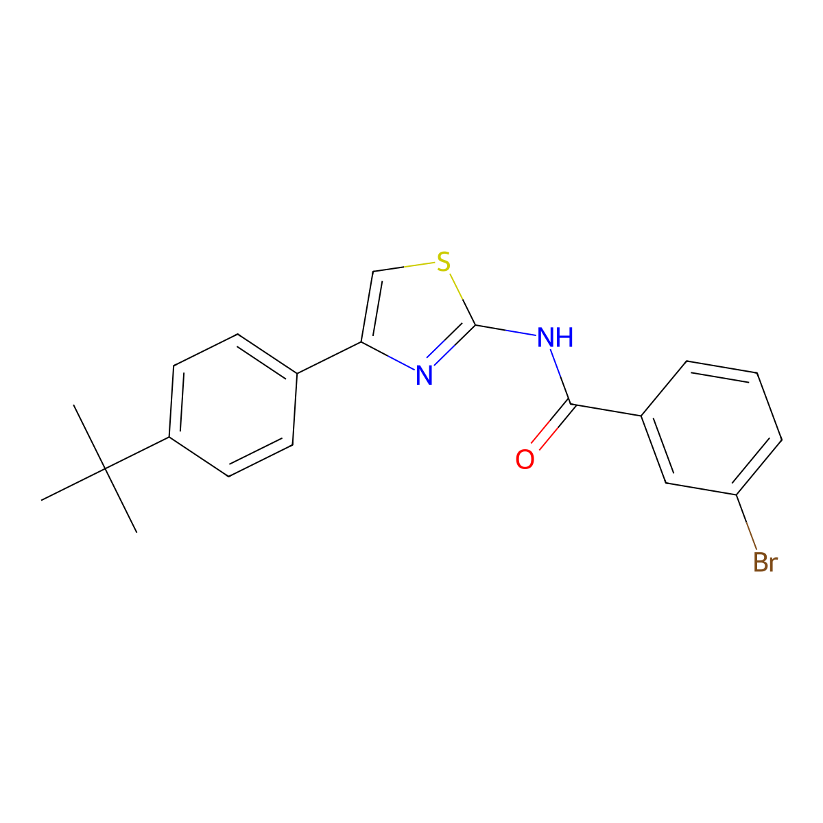 3-bromo-N-[4-(4-tert-butylphenyl)-1,3-thiazol-2-yl]benzamide molecular structure, CAS 392239-29-1