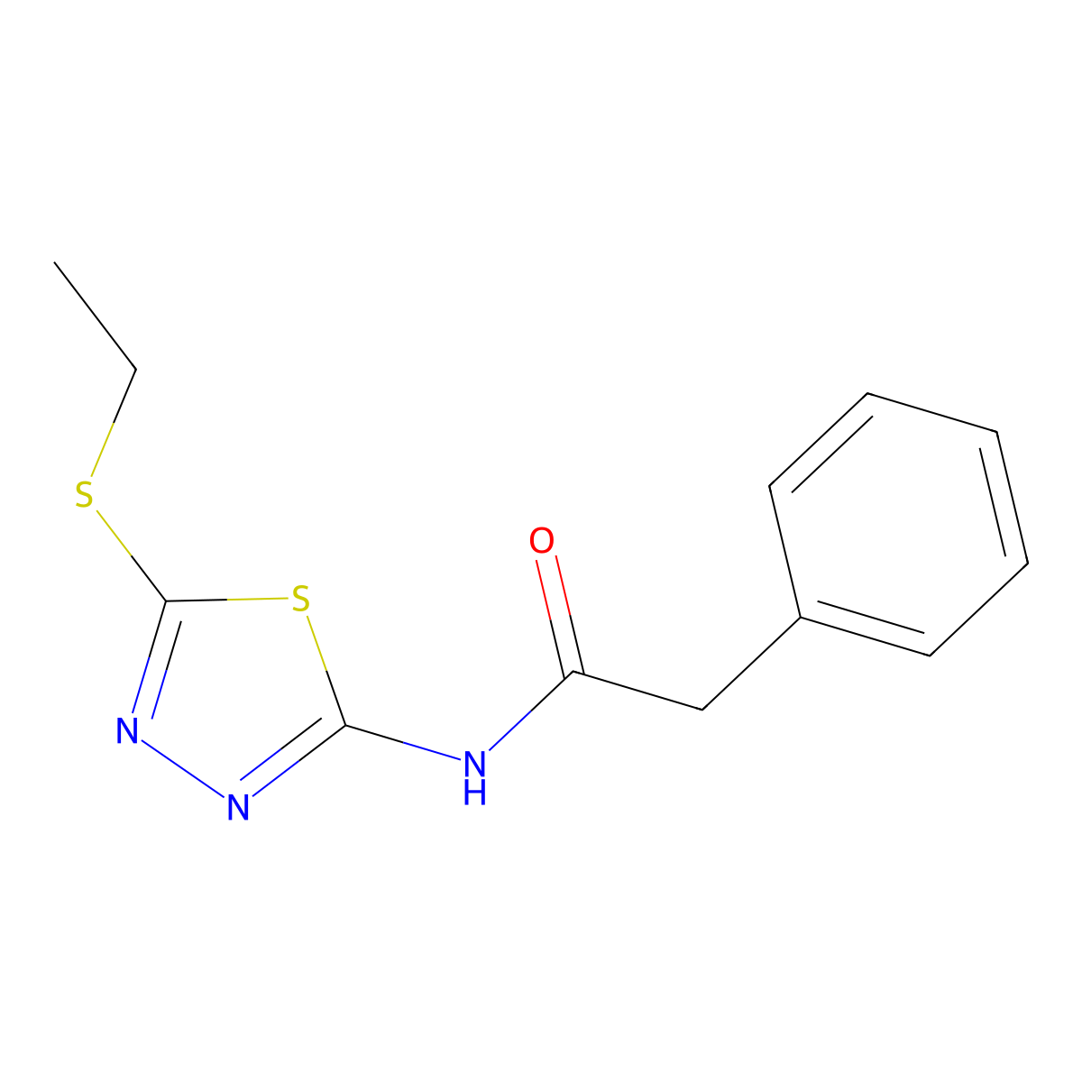 N-[5-(ethylsulfanyl)-1,3,4-thiadiazol-2-yl]-2-phenylacetamide molecular structure, CAS 392239-47-3