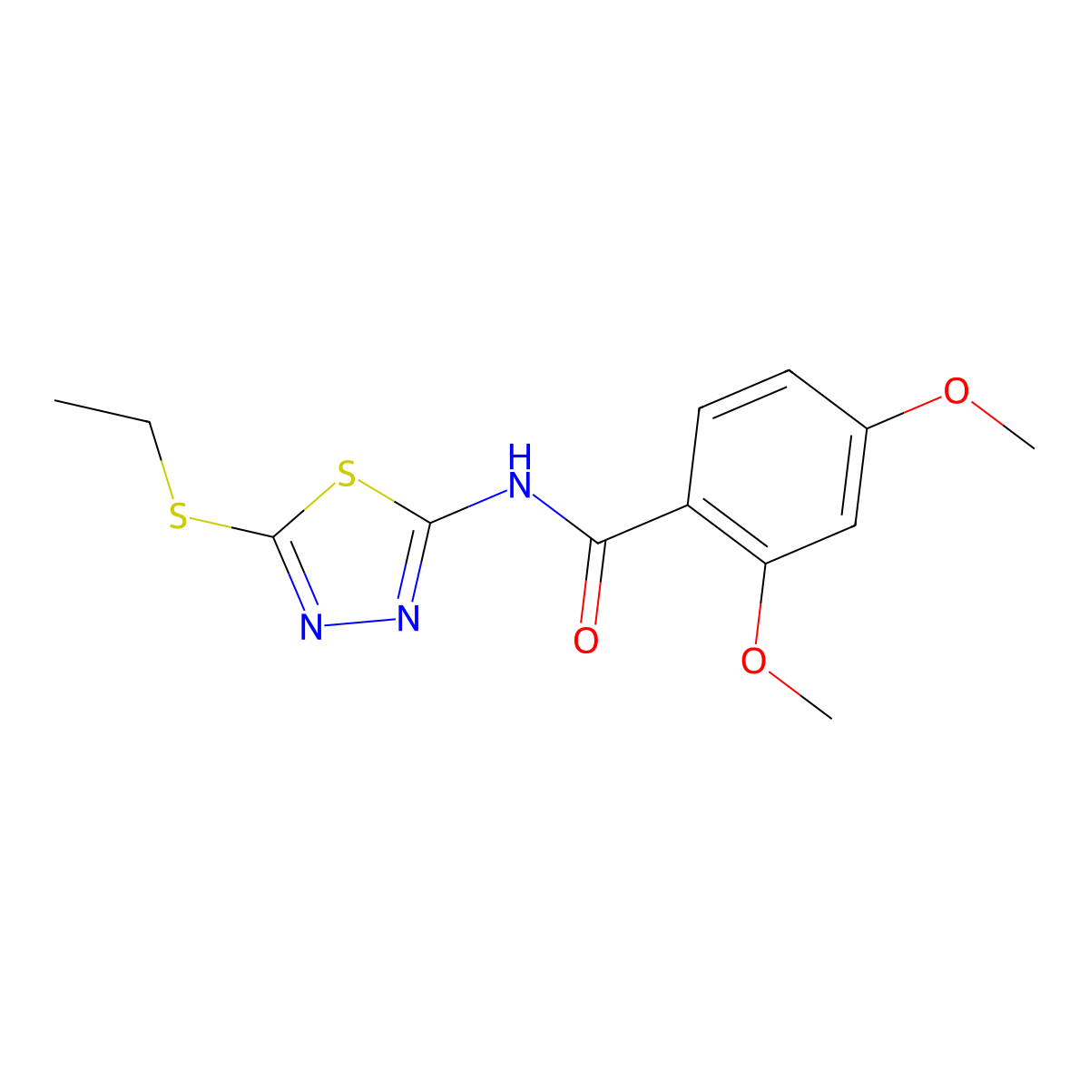 N-(5-ethylsulfanyl-1,3,4-thiadiazol-2-yl)-2,4-dimethoxybenzamide molecular structure, CAS 392239-49-5