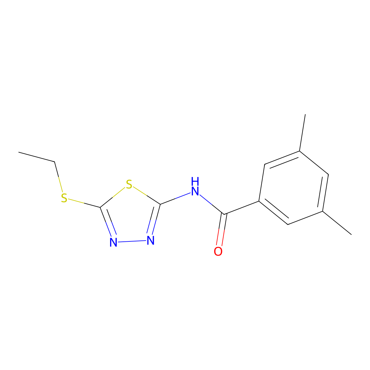N-[5-(ethylsulfanyl)-1,3,4-thiadiazol-2-yl]-3,5-dimethylbenzamide molecular structure, CAS 392239-50-8