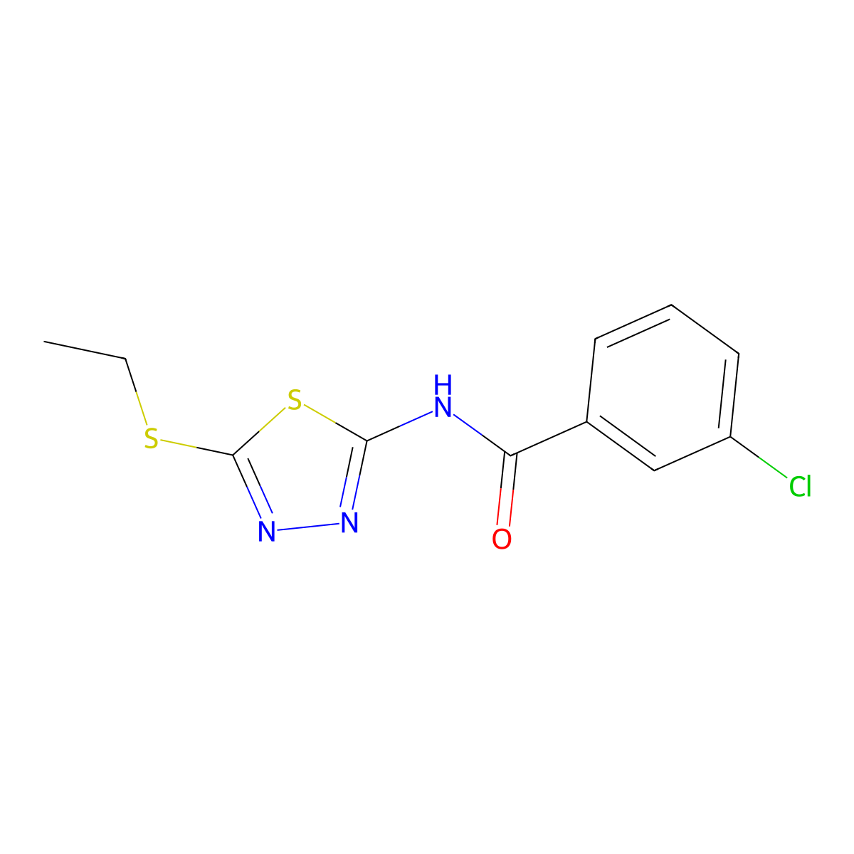 3-chloro-N-[5-(ethylsulfanyl)-1,3,4-thiadiazol-2-yl]benzamide molecular structure, CAS 392239-53-1
