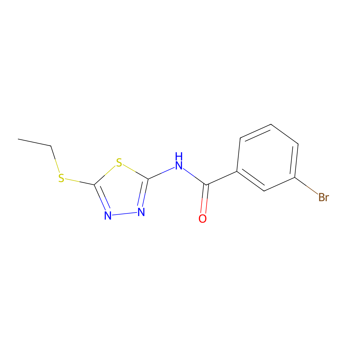 3-bromo-N-[5-(ethylsulfanyl)-1,3,4-thiadiazol-2-yl]benzamide molecular structure, CAS 392239-54-2
