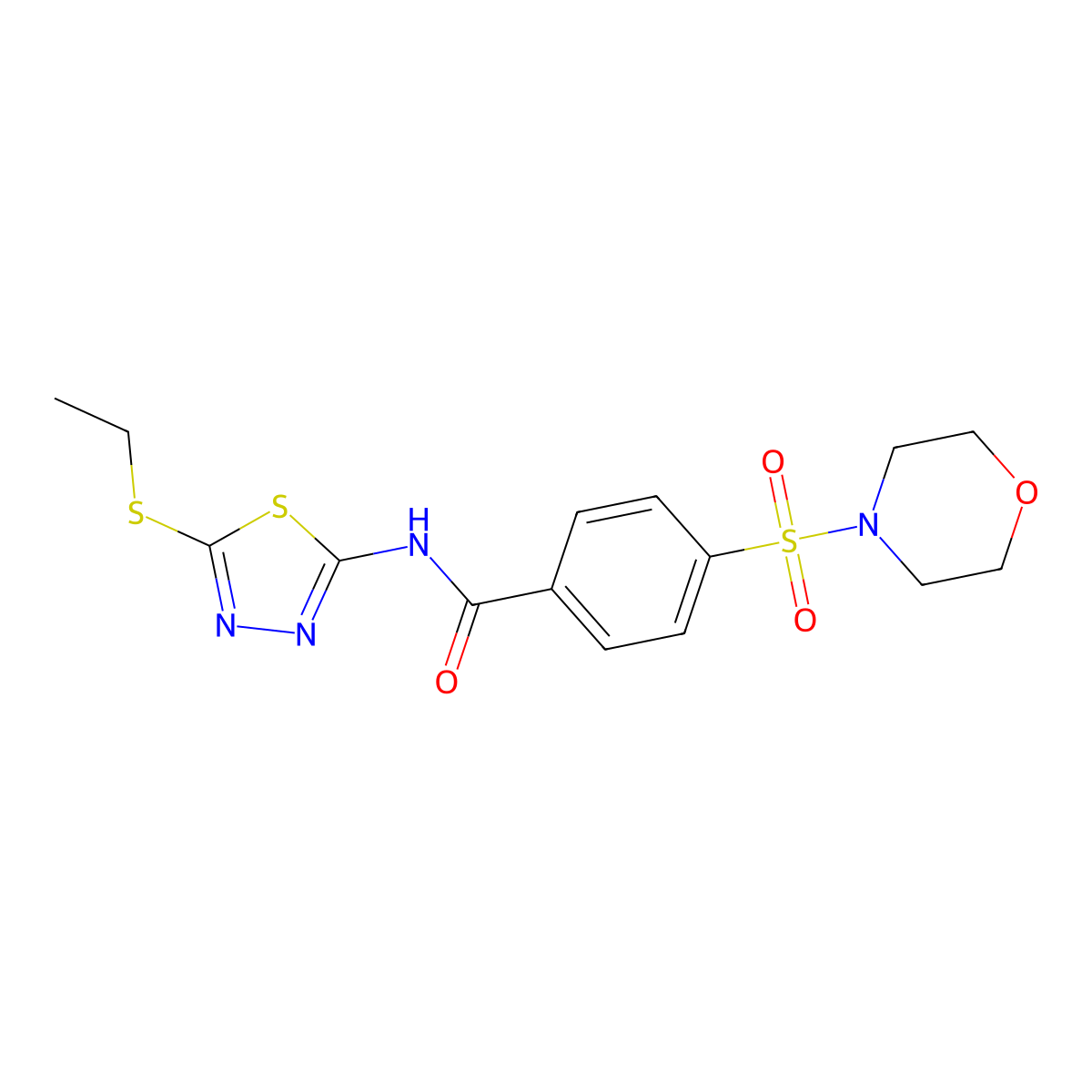 N-[5-(ethylsulfanyl)-1,3,4-thiadiazol-2-yl]-4-(morpholine-4-sulfonyl)benzamide molecular structure, CAS 392239-66-6
