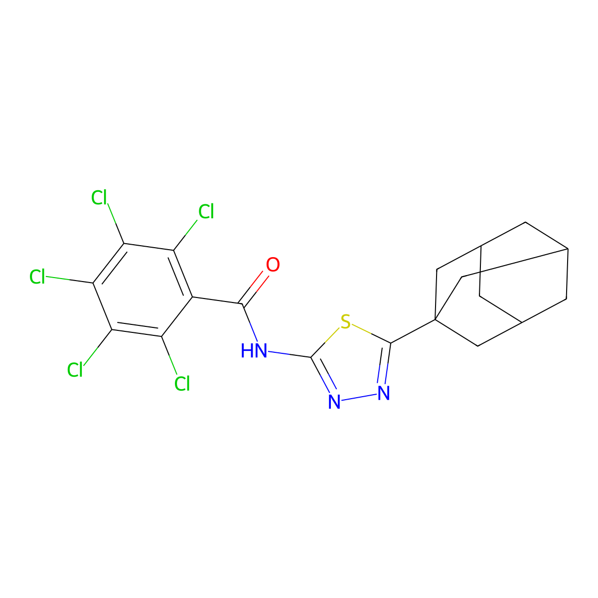 N-[5-(1-adamantyl)-1,3,4-thiadiazol-2-yl]-2,3,4,5,6-pentachlorobenzamide molecular structure, CAS 392240-55-0